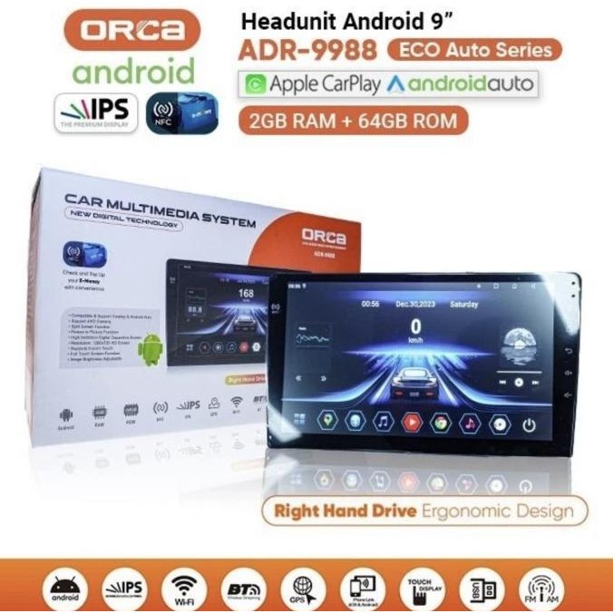 NEW ORCA ADR-9988 Android 9 inch Head Unit Double Din Tape Mobil Audio