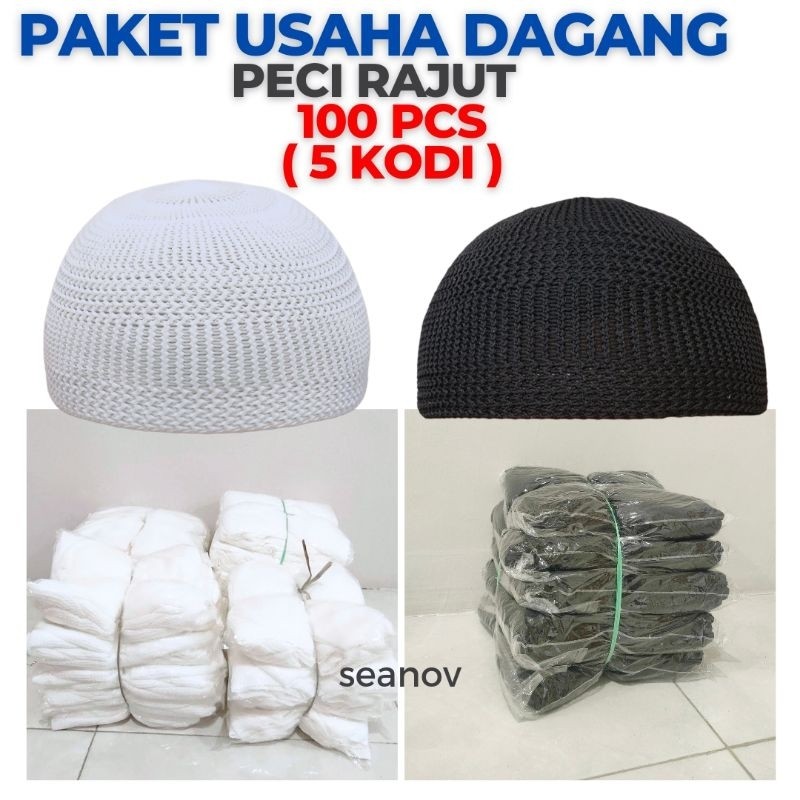 5 Kodi Isi 100 Pcs Peci Rajut Grosir Partai / / Peci Rajut Kodian / Peci Rajut Haji / Peci Haji /