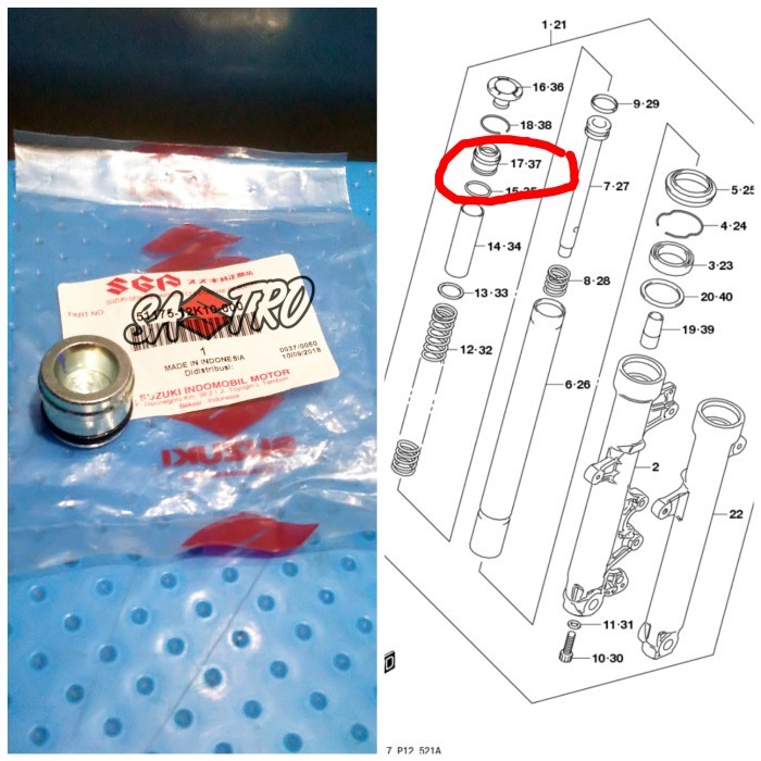BAUT BOLT CAP AS SOK SHOCK DEPAN SUZUKI SATRIA FU INJEKSI ORI SGP