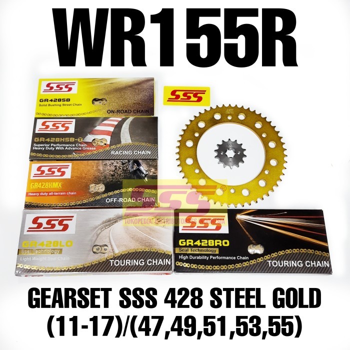 Girset Sss 428 Steel Gold Wr155 Wr 155 Rantai Sss Gold Hsbt Hmx Lo Ro