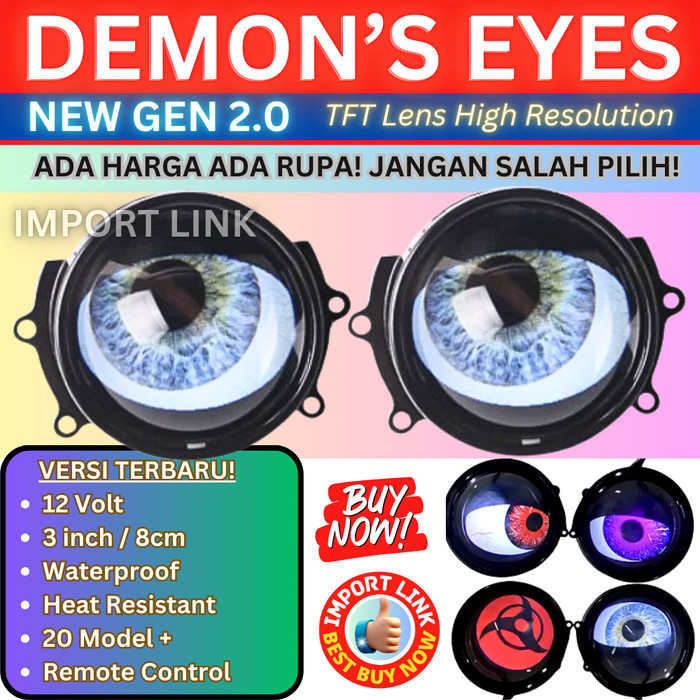 Lampu Led Biled Variasi Motor Mata Setan Sharingan Rinnegan Naruto Demon Eyes Angel Eye Devil Lensa