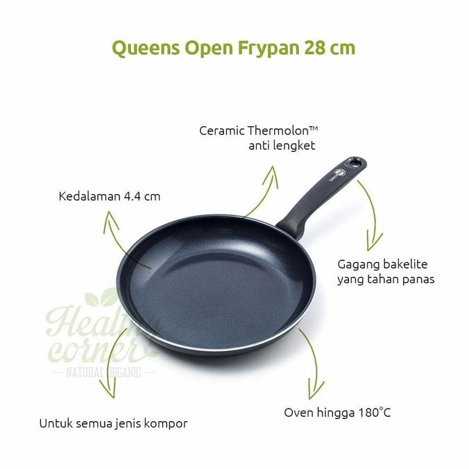 

Ready Queens Open Frypan GreenPan 28 cm Wajan Anti Lengket Bebas Teflon