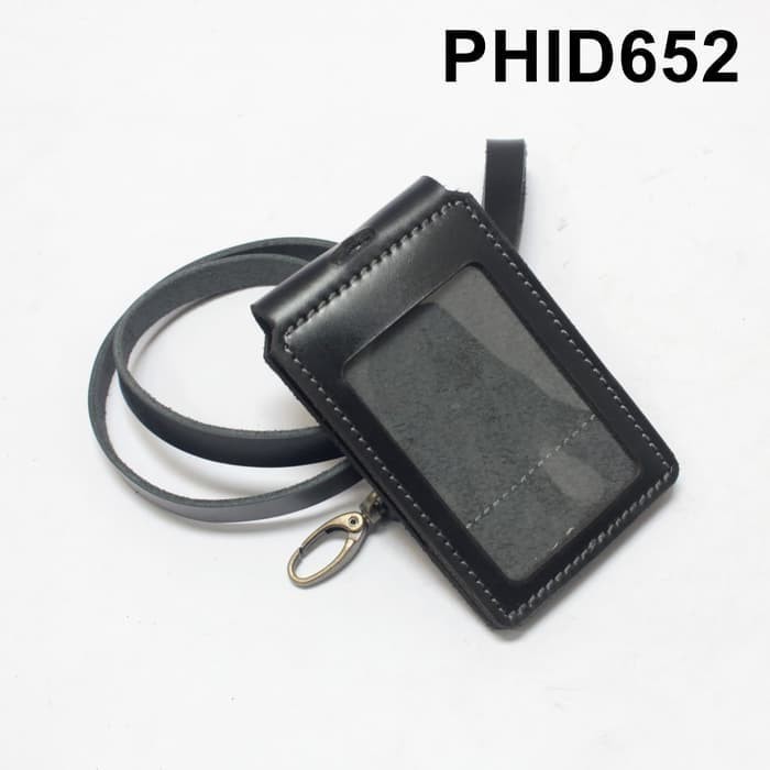 

Andra - Id Card Holder Tali Magnet Kulit Asli Hitam Name Tag Lipat Phid652