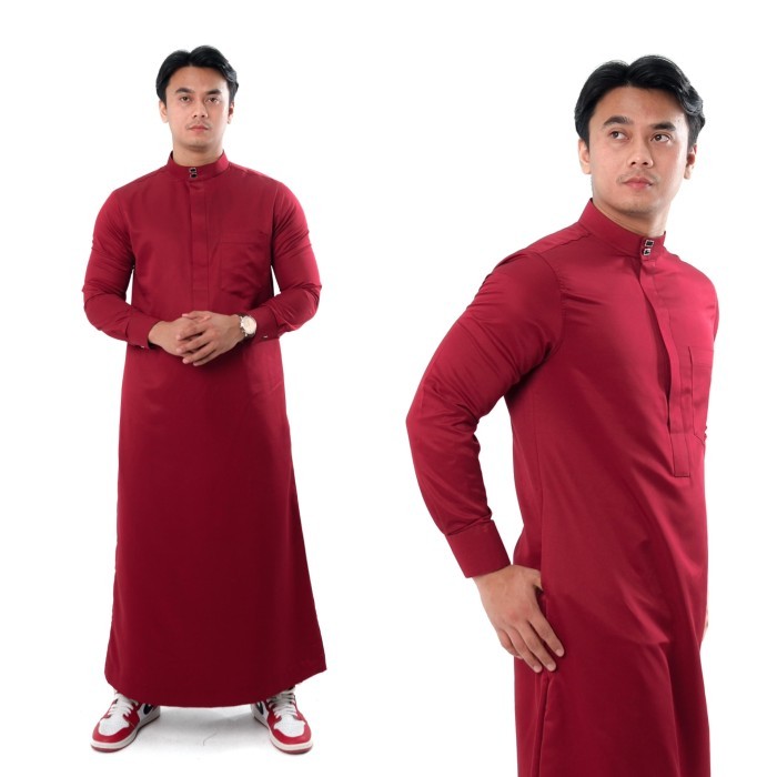 PROMO Gamis Pria Slimfit Jubah Pria Jubbah polos kancing kotak Jubah Gamis Muslim Pria Model Terbaru