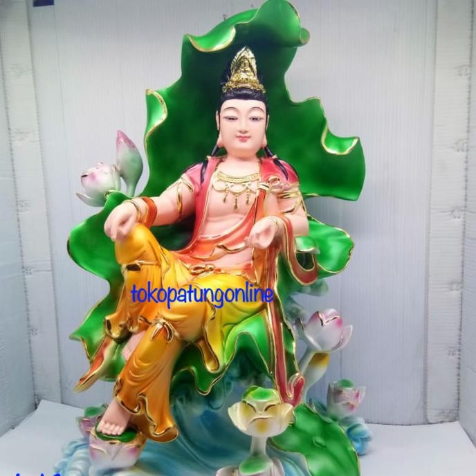 

Ready Patung Kwan Im 16in Aura Duduk Daun Teratai