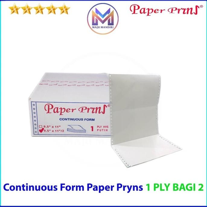 

NEW Kertas Continuous Form 1 Ply Bagi 2 Paperpryns / Ukuran 9,5x11/2