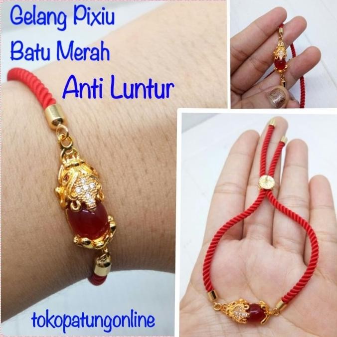 

Ready Gelang Pixiu Tidak Karat Batu Merah
