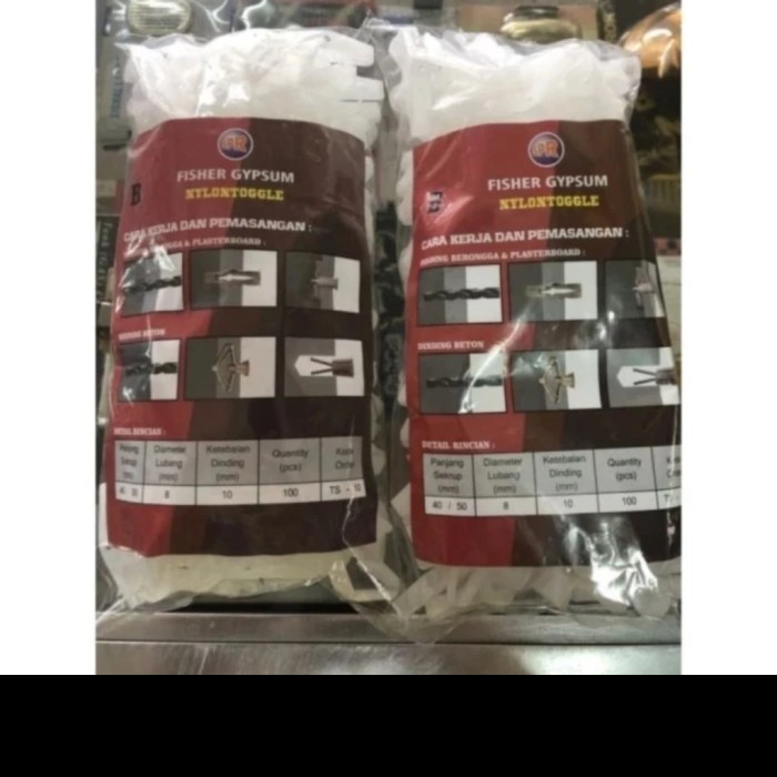TERBARU Fisher gypsum / viser gysum / fiser gipsum / nylon toggle 100 pcs
