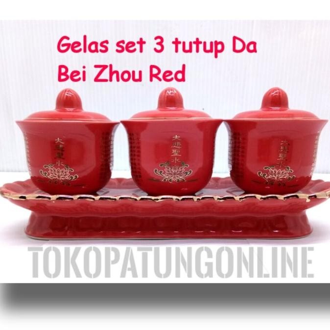 

Ready Gelas Sembahyang Set 3 Da BEI Zhou Merah