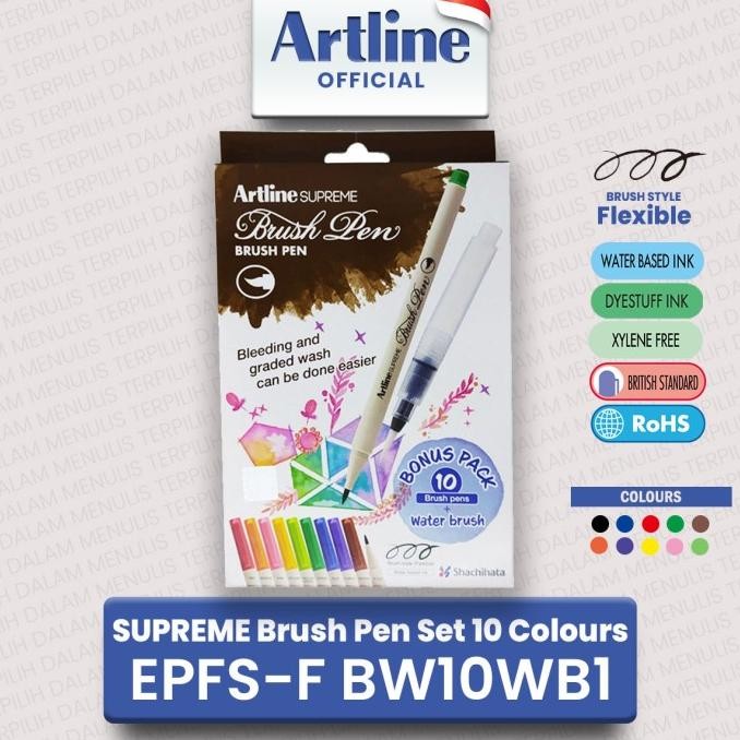 

Sale Artline Spidol Supreme Brush Pen Set 10 Colours Epfs-F/Bw10Wb1