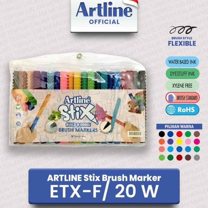 

Sale Artline Spidol Stix Brush Marker Set 20 Colours Etx-F/20W