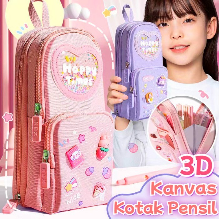 

TEMPAT PENSIL KOTAK 3D ANAK PEREMPUAN LUCU BESAR/ KOTAK PENSIL KANVAS 6 RUANG/KOTAK PENSIL ANAK