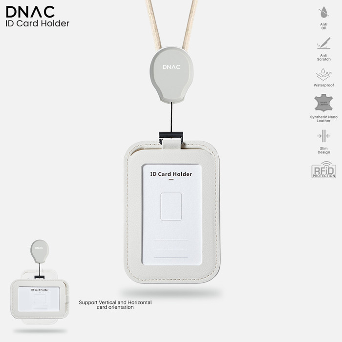 

DNAC ID CARD HOLDER AND CARD SLOTS WITH RIBBON LANYARD - WHITE