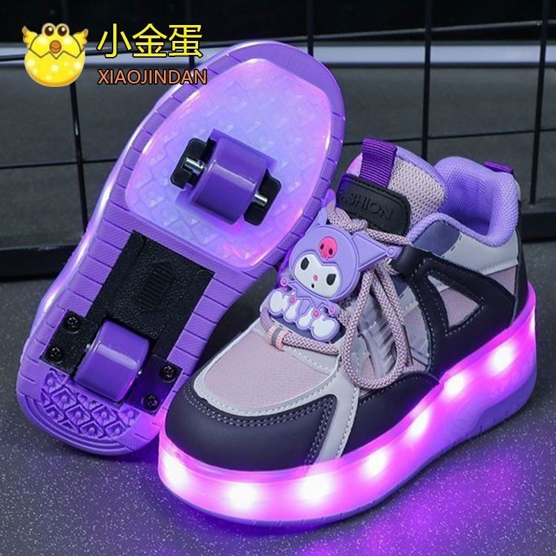 Sepatu Pelarian Kuromi Girls 2024 Musim Semi Musim Gugur Gaya Baru Sepatu Roda Gaya Putri Bercahaya 