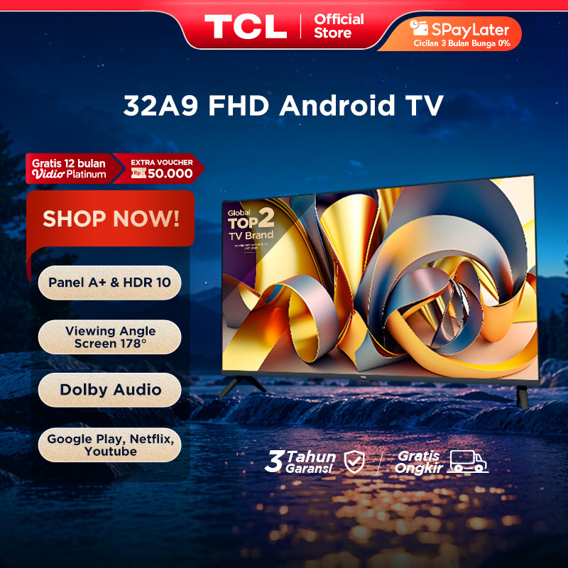 [FHD Google Assist] TCL 32 Inch Smart Android TV - Dolby Audio - Google Play/Netflix/Youtube - Wifi/