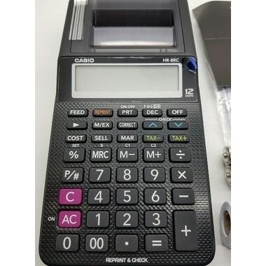 

NEW Casio HR-8RC & 4pc Baterai AA Panasonic ~Kalkulator Printer-Calculator