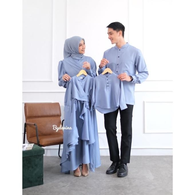 Arrumi Couple Keluarga Ameena Couple Blue Katun Toyobo premium Series