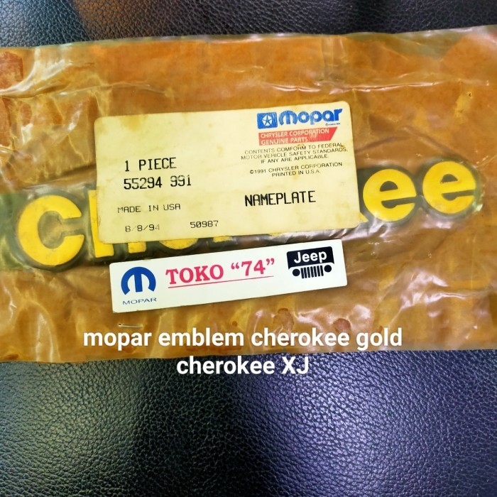 Mopar Emblem Cherokee Gold Jeep Cherokee XJ