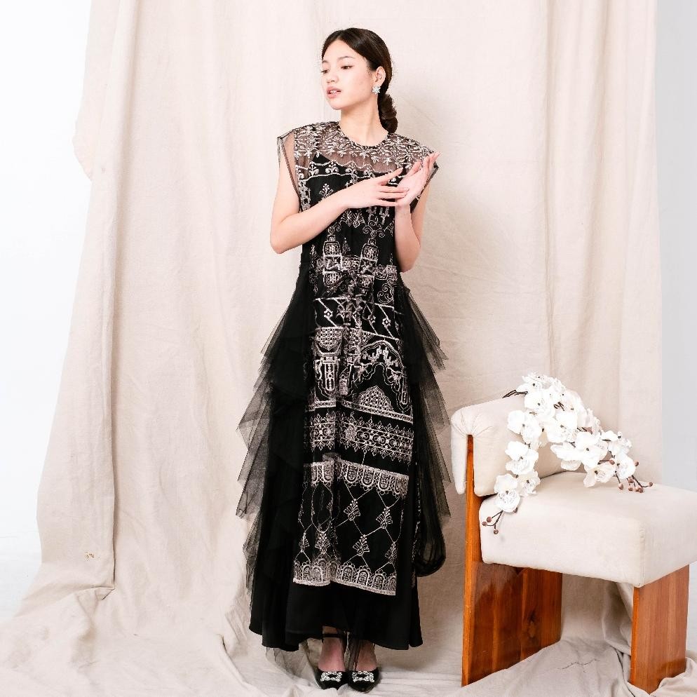 mar official croi - zara set dress in black - hijab & non-hijab // gaun hitam / black dress / black 