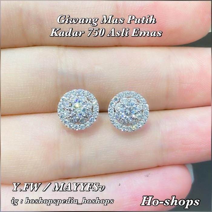 Ready Giwang Mas Putih Kadar 75% Asli Emas E.SaF