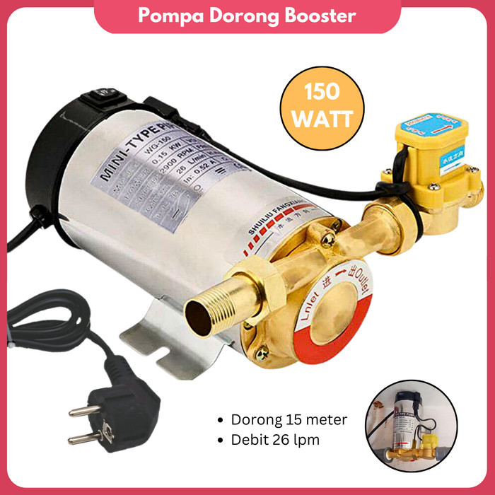 BERGARANSI POMPA PENDORONG AIR 150 WATT BOOSTER PUMP DORONG KRAN WASTAFEL SHOWER