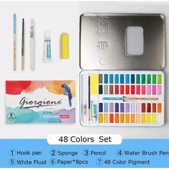 

TERBARU Giorgione 48 colors solid watercolor box set PROMO!