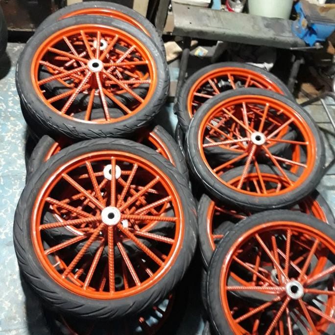 Roda Gerobak Dorong Ring 17 ruji besi 6 besar 1sett roda gerobak