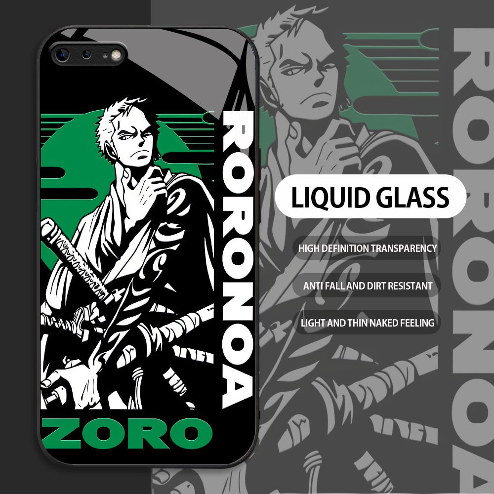 For Apple iPhone 6 6S 7 8 Plus SE2020 se2022 Casing Skin Handphone  One Piece Roronoa Zoro Glass kes