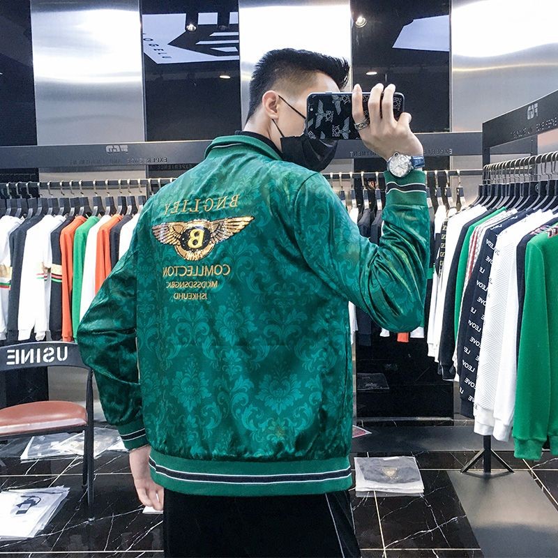 High-End Embroidery Printed Jacket Men's Stand Collar Jacket