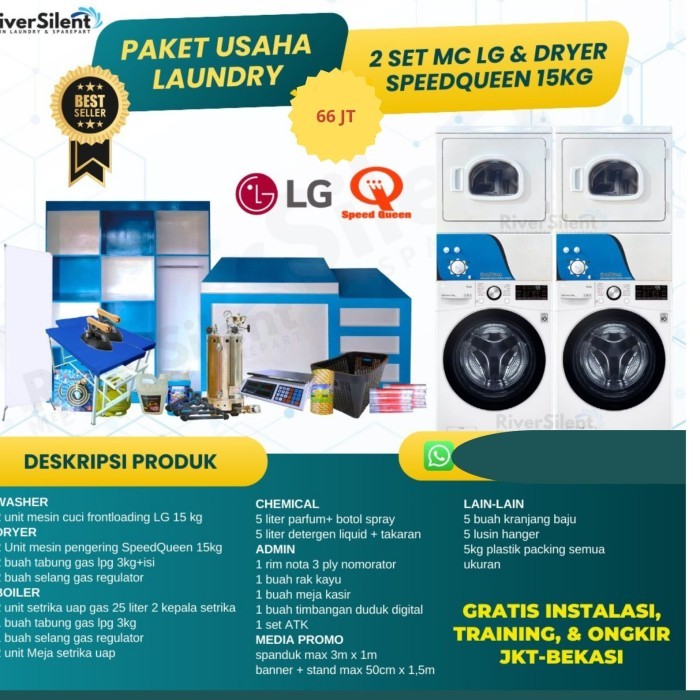 [EZR] Paket usaha laundry 66 juata | mesin laundry jumbo