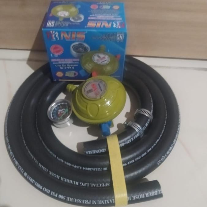 Regulator Gas NIS anti bocor double lock N2-0707S Selang Gas LPG 3 lps