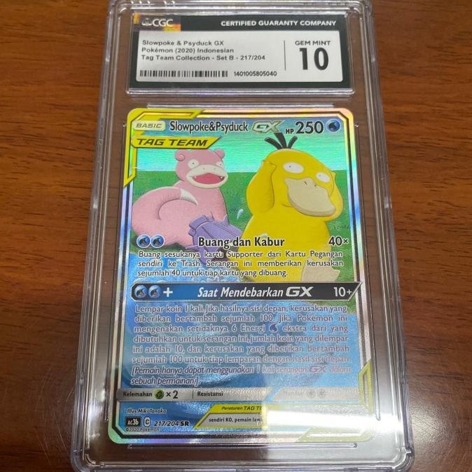 Pokemon ID Indonesia SM AC3b Slowpoke & Psyduck GX SR AA CGC 10