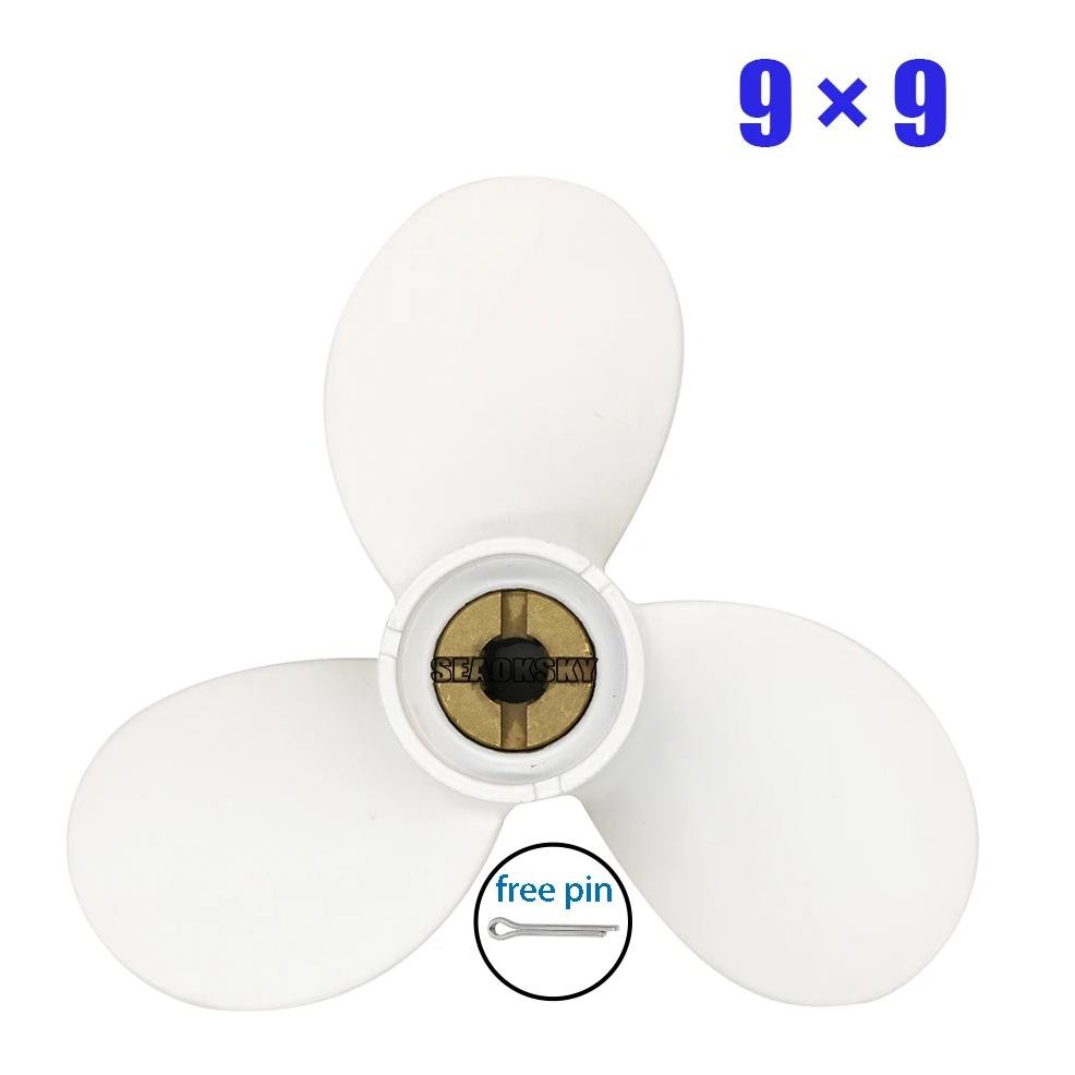 propeller 9x9-c fit yamaha outboard engines 5hp 6hp f6 8hp f8 aluminum pin drive spline rh