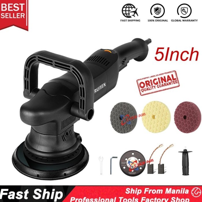 ** Mesin Pemoles Mobil Elektrik 1250W 5IN, Ampelas Dua Orbital Variabel 6 Kecepatan 220V 3800R/Menit