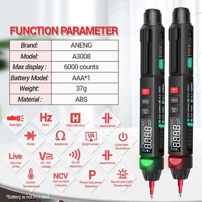Aneng A3008 Digital Multimeter Voltage Tester Pen