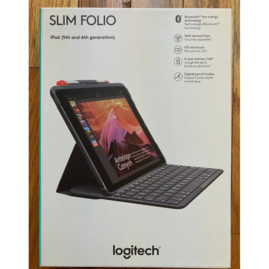 New Ipad 6 2018 9.7 Inch 6Th Logitech Slim Folio Keyboard Cover Case Genuine Part