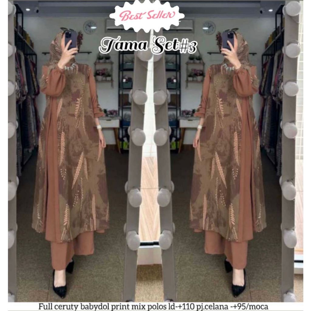 Baju Gamis Abaya Muslim Baju Muslim Gratis Hijab Tunik Panjang 1 Set Atasan dan Bawahan Setelan