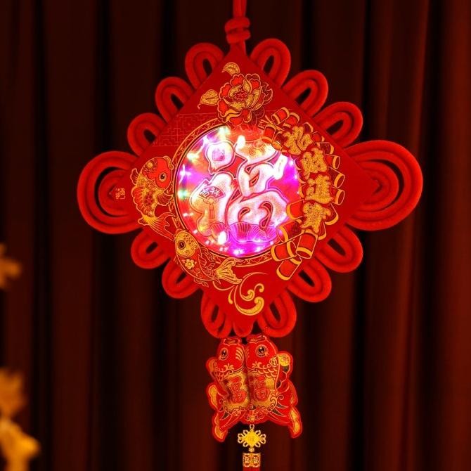 acc Chinese Knot Zhong Guo Jie Dekorasi Lampu Lampion Tassel Merah Jumbo