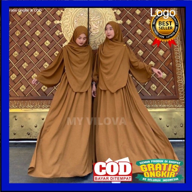 Baju Muslim Halus & Tebal Terbaru MY VILOVA - ZOYA SET PASHMINA OVAL SET SYAR'I RAYON CRINKLE