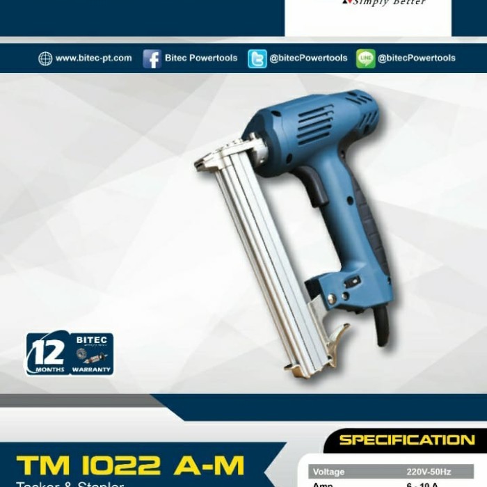 

BITEC TM1022 Mesin staples paku tembak listrik stapler TM 1022 U