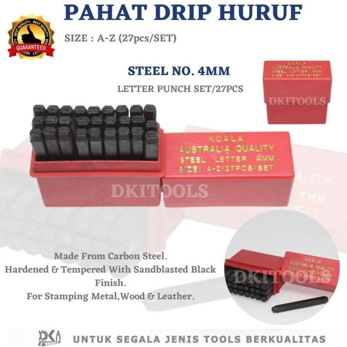 

Pahat Drip Huruf Nomor Kunci Stempel Ketok 4 Mm Letter Punch Set Bergaransi