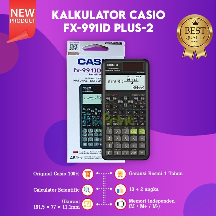 

Terlaris Kalkulator Scientific Fx 991Id Plus-2 Casio Calculator Ilmiah Original