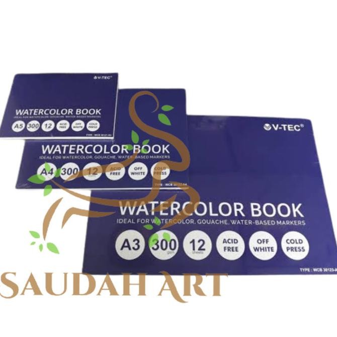 

V-TEC WATERCOLOR BOOK 300GSM 12 SHEET A5/A4/A3