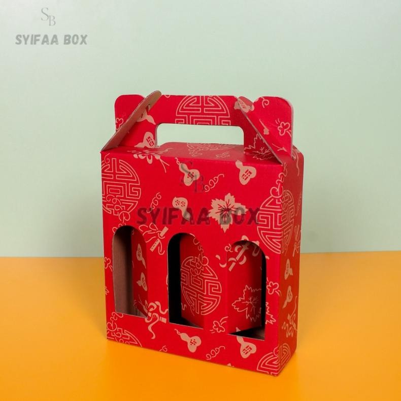

CR - ( 10 pcs ) Kardus Tenteng 3 Botol 250ml Imlek Sincia Box Jinjing Kemasan Hampers Parcel Chinese New Year TERLARIS