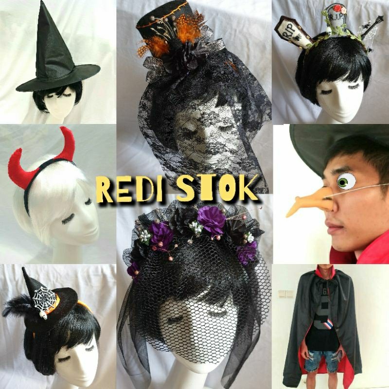 Pakaian Sexy Perlengkapan Halloween Kostum Penyihir Witch Vampire Bando Topi