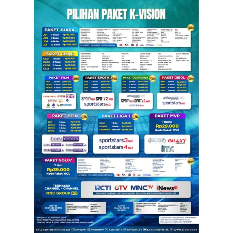 termurah paket k vision hanacaraka (1, 6-12bulan)