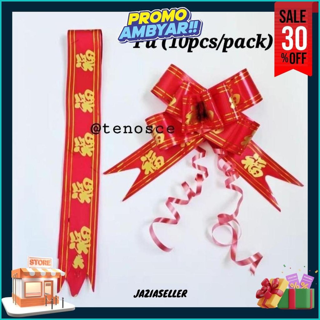 

10Pcs Pita Serut Jumbo Merah Fu Konien Chaisen Sincia Imlek Chinese New Year Souvenir Kado Hampers Dekorasi Murah