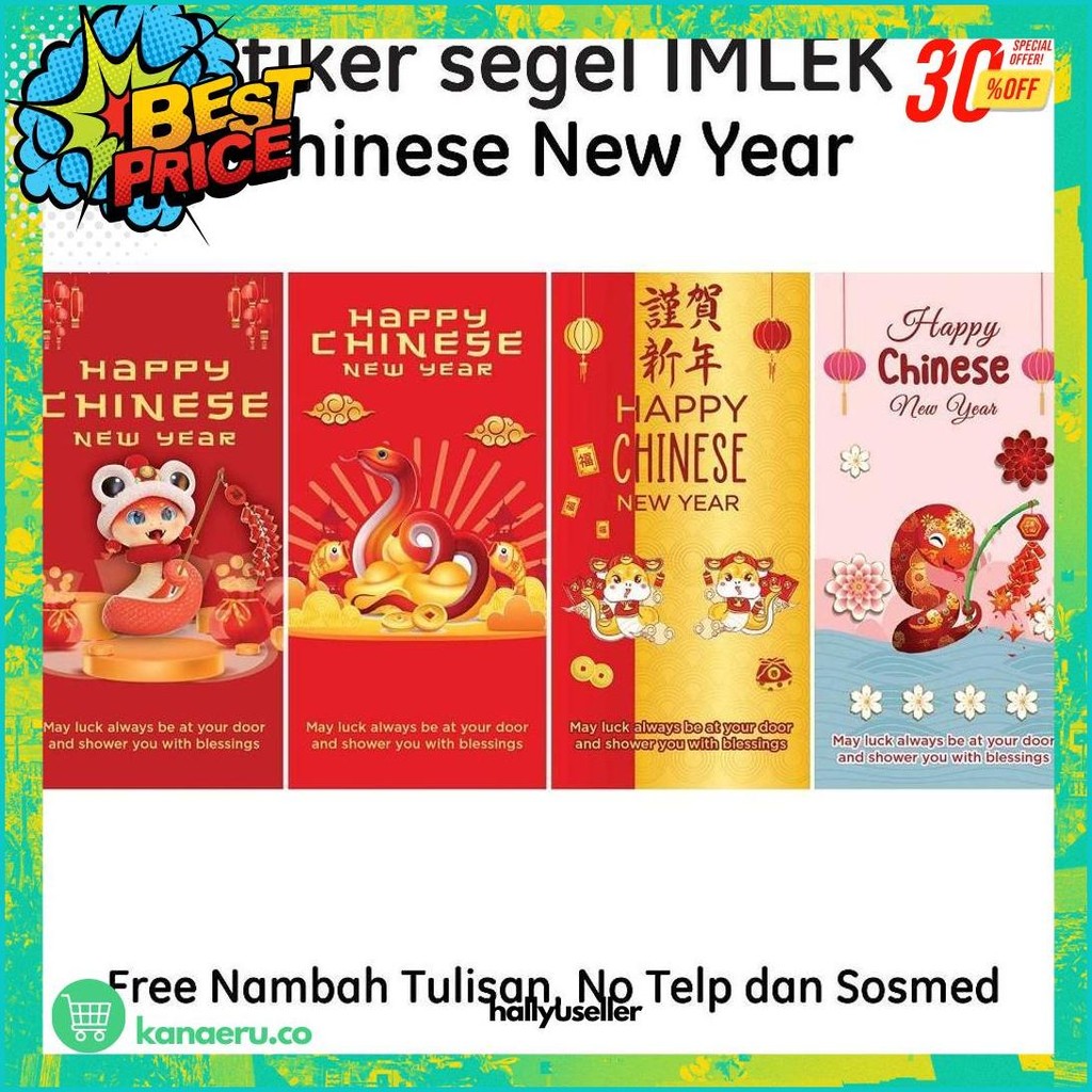 

33 Pcs Stiker Segel Kardus / Stiker Segel Packaging Tema Imlek Chinese New Year Murah