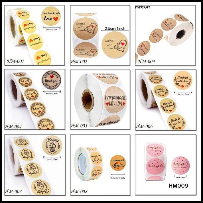 

500 PCS HANDMADE COOKIES STICKER LABEL KEMASAN KUE PAPER TAG HAND GIFT
