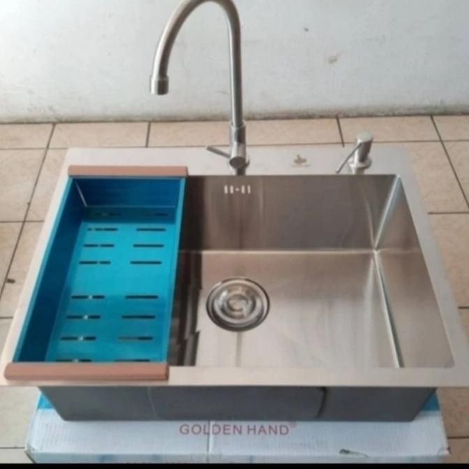 

PROMO KITCHEN SINK GOLDEN HAND 6045 S KOMPLIT SET STAINLESS SUS 304